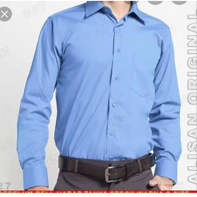 Kemeja formal pria panjang alisan biru muda/telor asin original