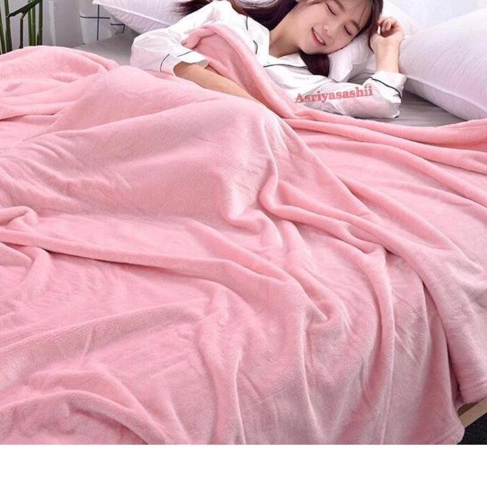 ◌ Selimut Polos Pink Peach Tebal 150x200 Asriyasashii ℮