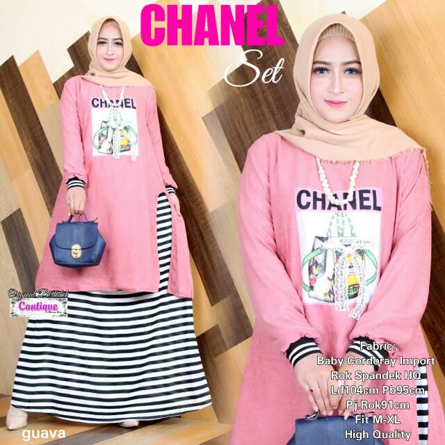 Chanel set by Cantique|setelan rok muslim