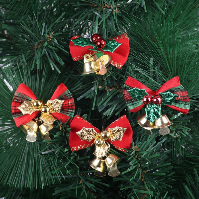 XLD pita bell tartan dekorasi hiasan pohon natal ornamen christmas bow