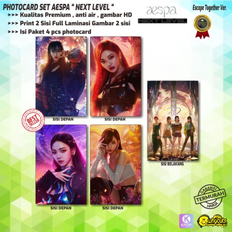 PHOTOCARD SET KPOP PREMIUM AESPA NEXT LEVEL ( PRINT 2 SISI 4 PCS )