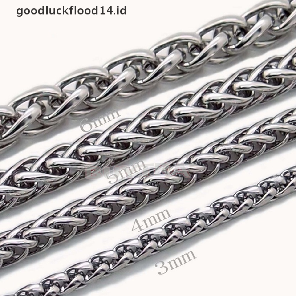 [OOID] 3/4/5/6MM  MENS Silver Stainless Steel Wheat Braided Chain Necklace ID