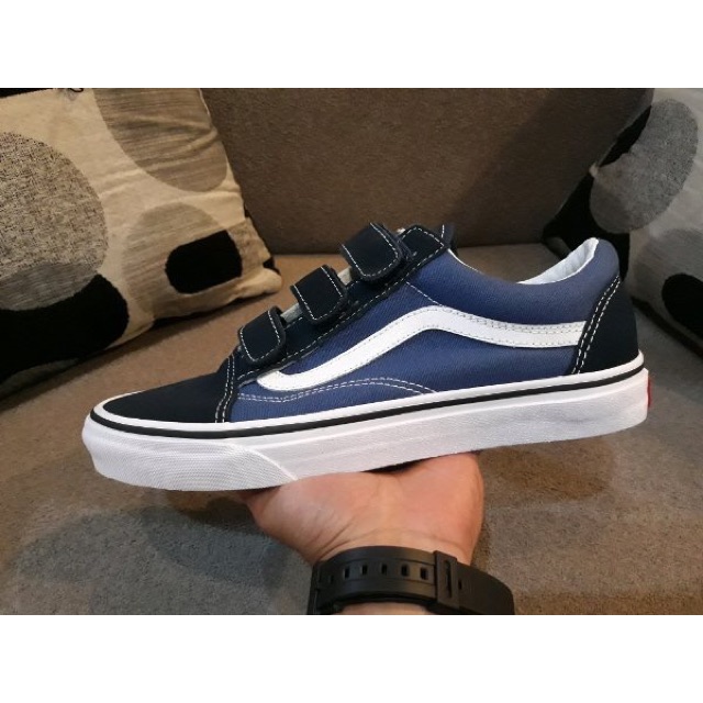 velcro vans navy blue
