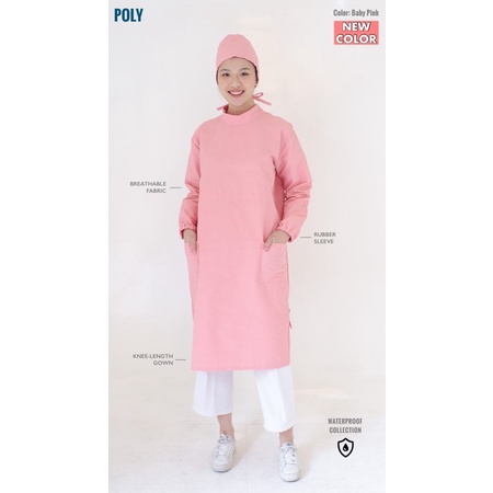 Wearscrubs POLY Waterproof Gown Set - Gaun Topi Anti Air Dokter Gigi Perawat APD Pria Wanita