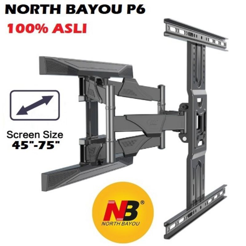 BRACKET BREKET LED NORTH BAYOU NB P6/Swivel Untuk Ukuran TV LED,LCD, Plasma &quot;45 - 75&quot;inchi ORIGINAl