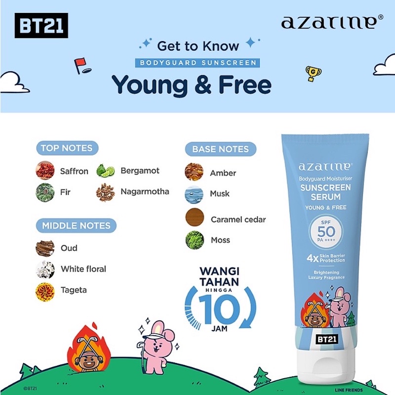 Azarine X BT21 BodyGuard Moisturizer Sunscreen Serum 100ML