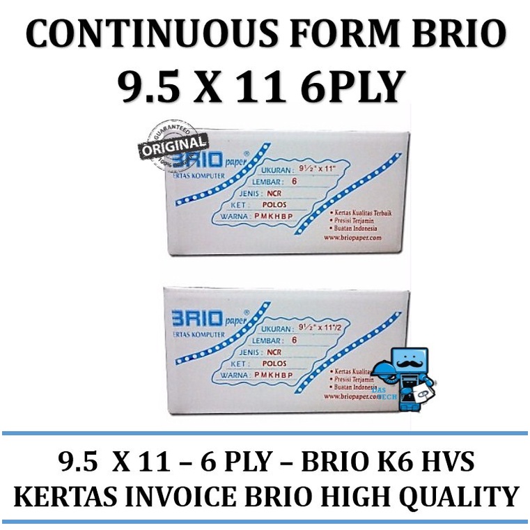 

Continuous Form BRIO 9.5X11 6 PLY (Kertas Komputer)