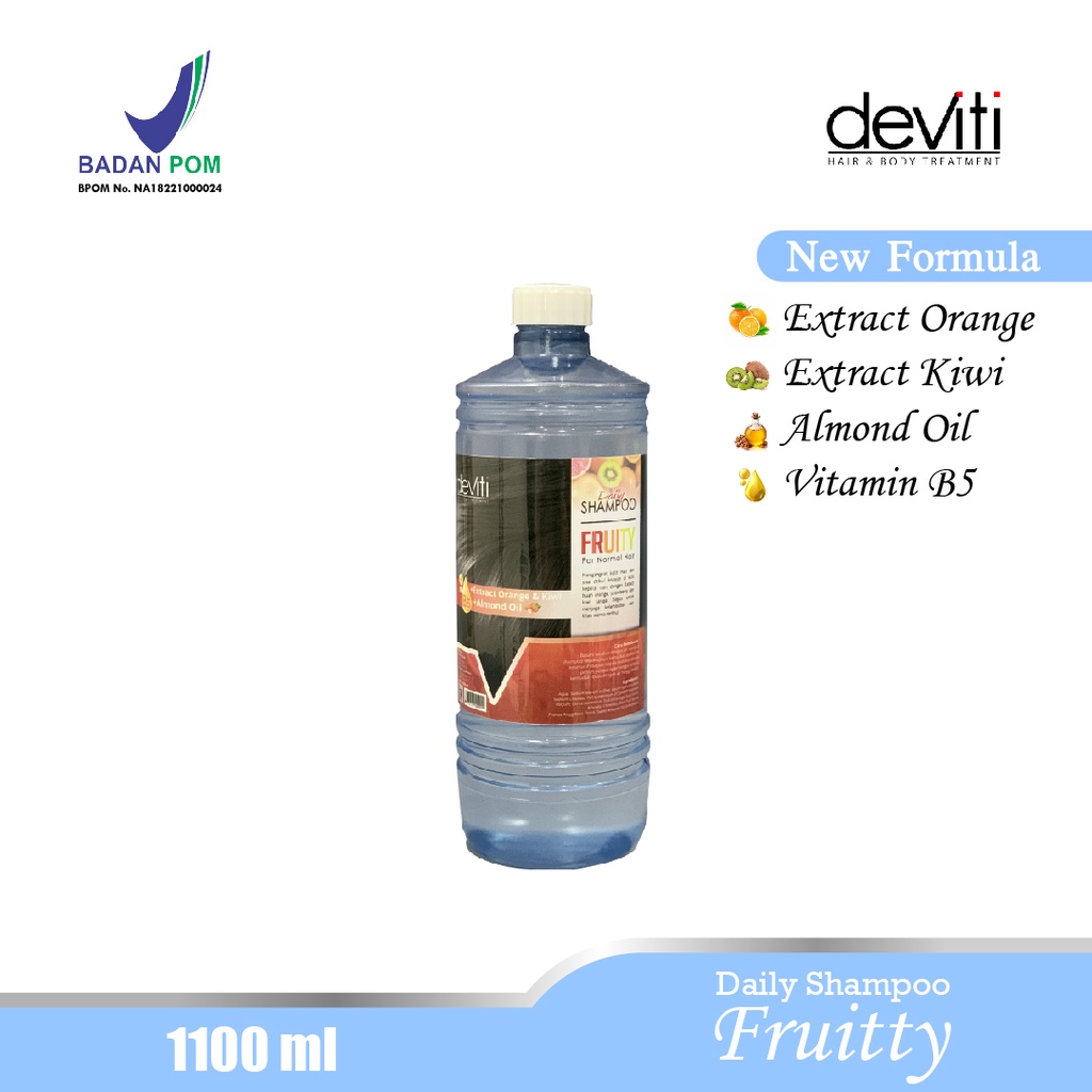 Deviti Hair Shampoo Fruitty Melembutkan Rambut - Kemasan Botol 1L