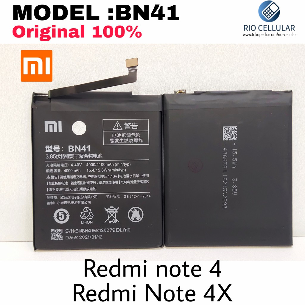 Baterai Xiaomi BN41 Redmi Note 4 /4X BN41 Bukan BN43 Original 100% Garansi