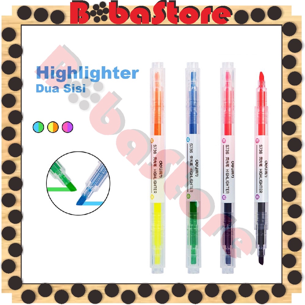 

⭐Bobastore⭐ S010 Highlighter Ujung 2 Warna Marker Pen Alat Tulis Penanda Berwarna 2 Tip Warna