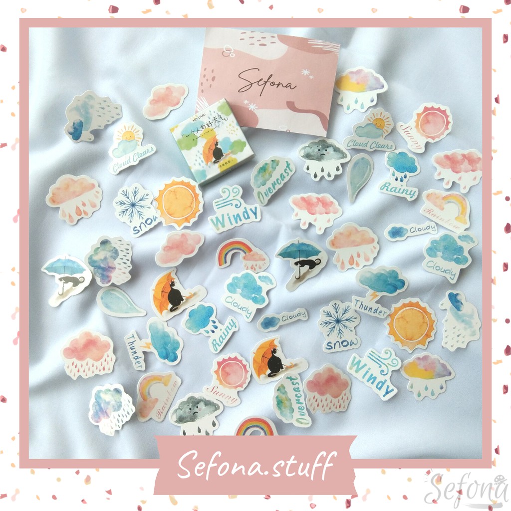 

46 Sticker Deco Box Kawaii Cloud / Weather | Stiker Dekorasi Journal Notebook Laptop Case HP DIY Scrapbook Aesthetic Lucu Unik Murah