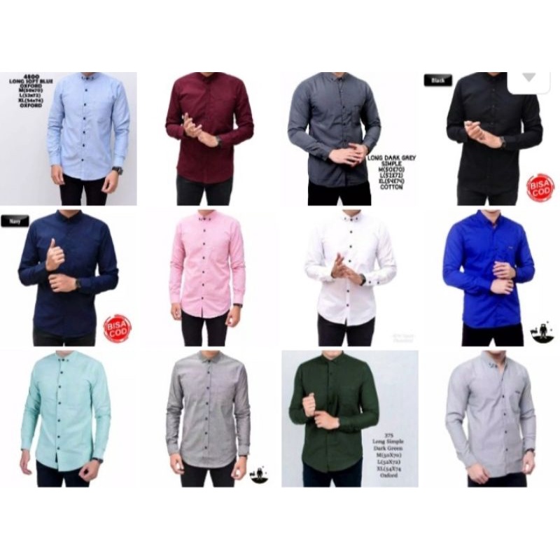 Kemeja polos panjang 1 lusin/12 pcs kemeja pria polos