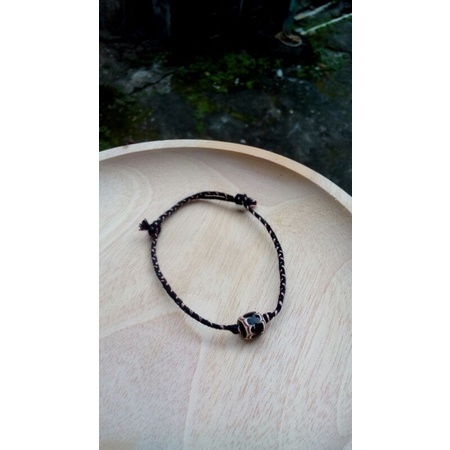 NOHAN Gelang Tali Hitam Batu Alam Handmade Jogja Souvenir Couple Gift Brithday Korea Tali Benang