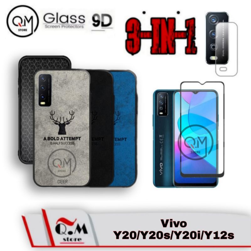 PAKET 3-IN-1 Case Deer ViVo Y20 Vivo Y20s Vivo Y20i Vivo Y12s Softcase Deer TPU High Quality