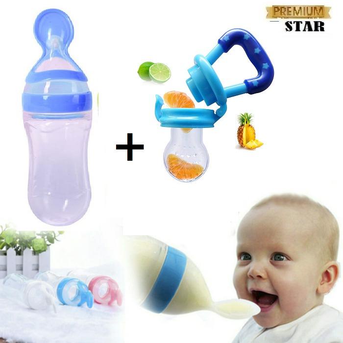 [ BISA COD ] Paket 2 IN 1 Empeng Dot Buah Baby + Botol Sendok Makan Bayi