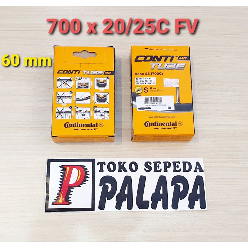 BAN DALAM SEPEDA CONTINENTAL CONTI RACE TUBE UKURAN 700 X 20C / 25C FV Long Presta 60 mm BALAP