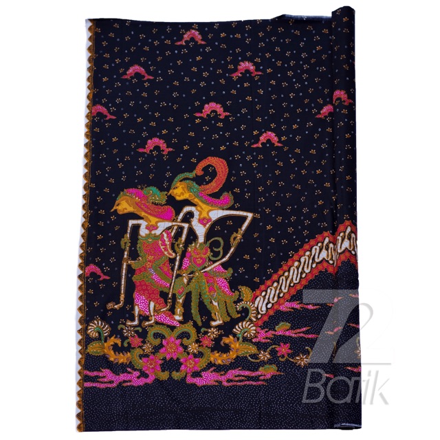 BAHAN BATIK PREMIUM Katun Motif Wayang Warna Hitam Item Black Orange Merah 728360 Cap 72 Jarik Jarit Samping Kebat Panjang Batik Katun Modern Premium Bahan Seragam Batik Pernikahan Kantor Keluarga Murah Kamen Jadi Batik Bali Lembaran