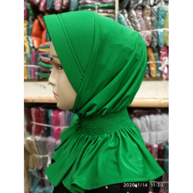 Jilbab kerut leher/bergo polwan/bergo kantor/bergo olahraga