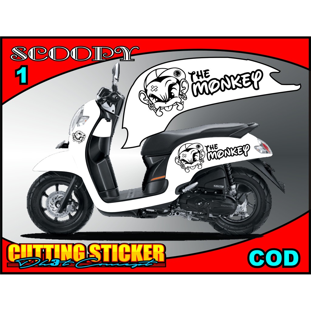 Sticker Striping Motor Scoopy Sticker Scoopy Logo The Monkey Prestige All Scoopy Cutting Sticker