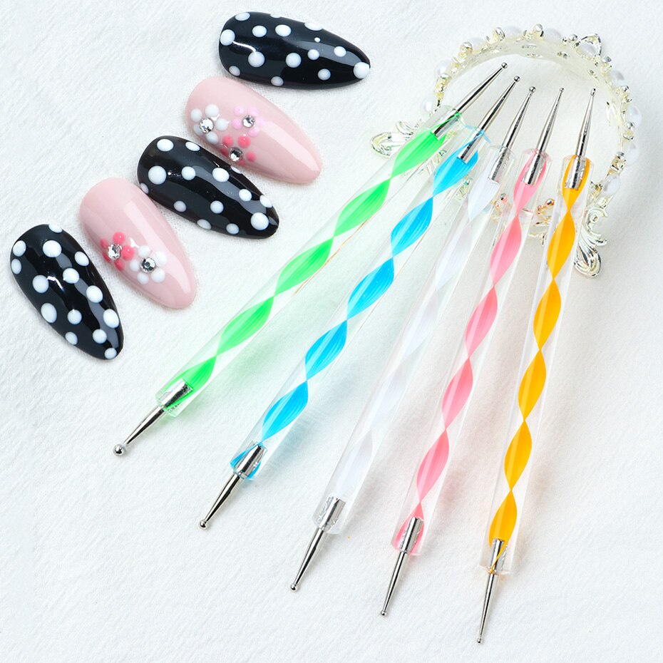 Kuas Brush Kuku Set Nail Art Dotting Tools Isi 8 in 1 / 20 in 1 Alat Manicure Pembuat Penghias dan Pengering Kutek 9W / 36W