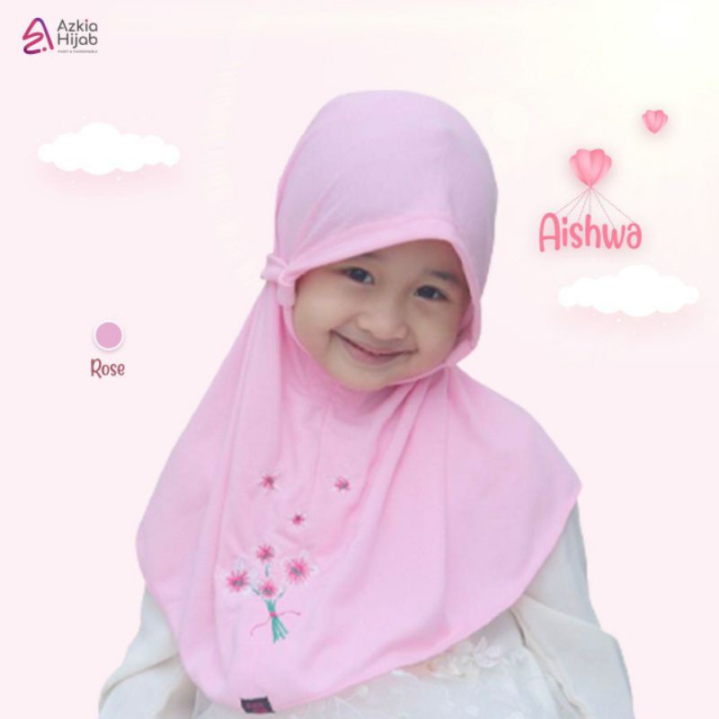 Aishwa || size SS (size 1) jilbab anak / bayi || usia 0 bulan - 6 bulan new azkia hijab-Rose