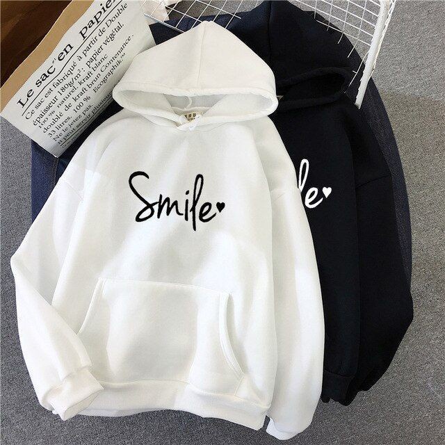 Parisdivarious Sweater Hoodie Jemper Smile Bahan Fleece Size S - XXL (Pria &amp; Wanita)