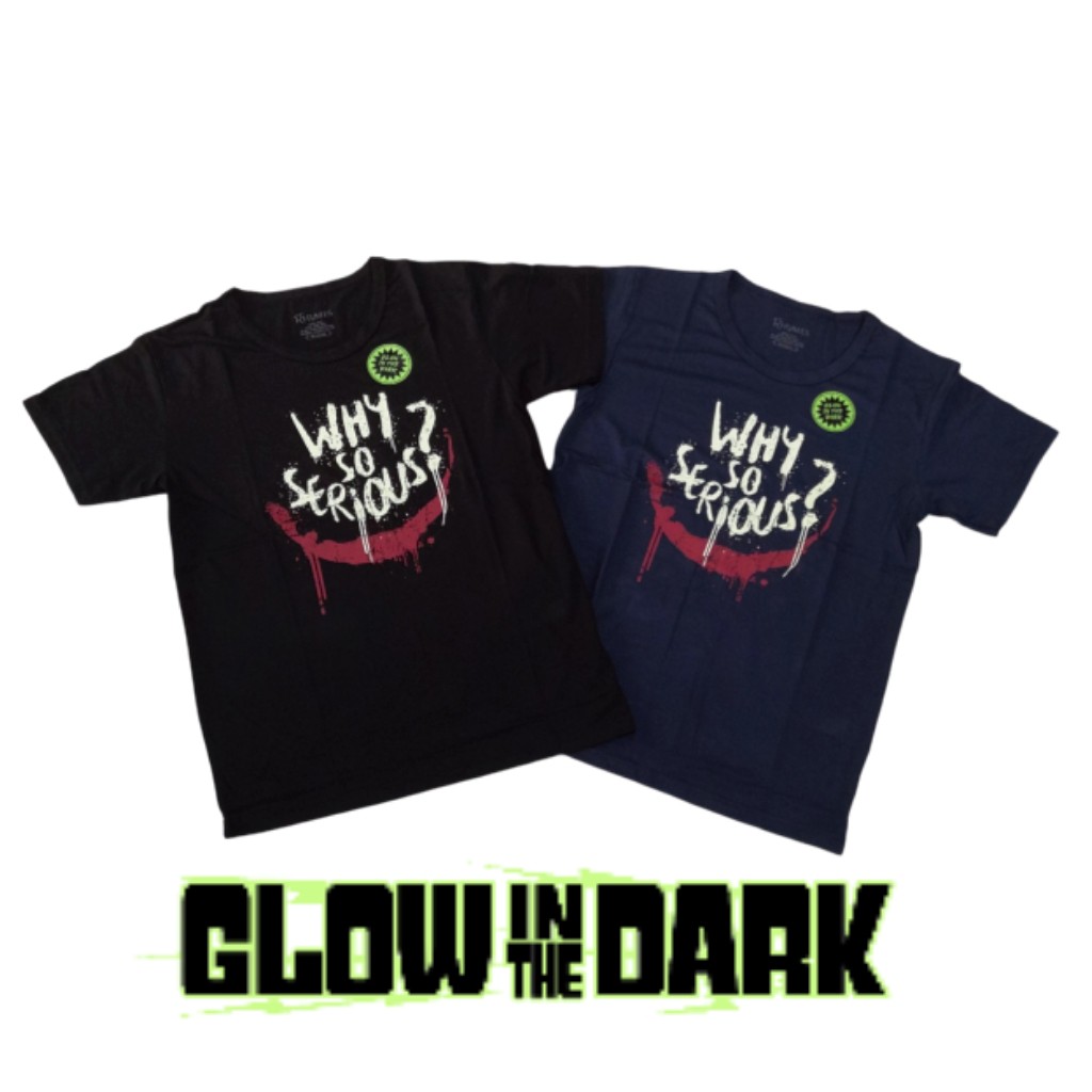 Baju Kaos Anak Tanggung Joker Why So Serious Glow In The Dark Rhymes Import