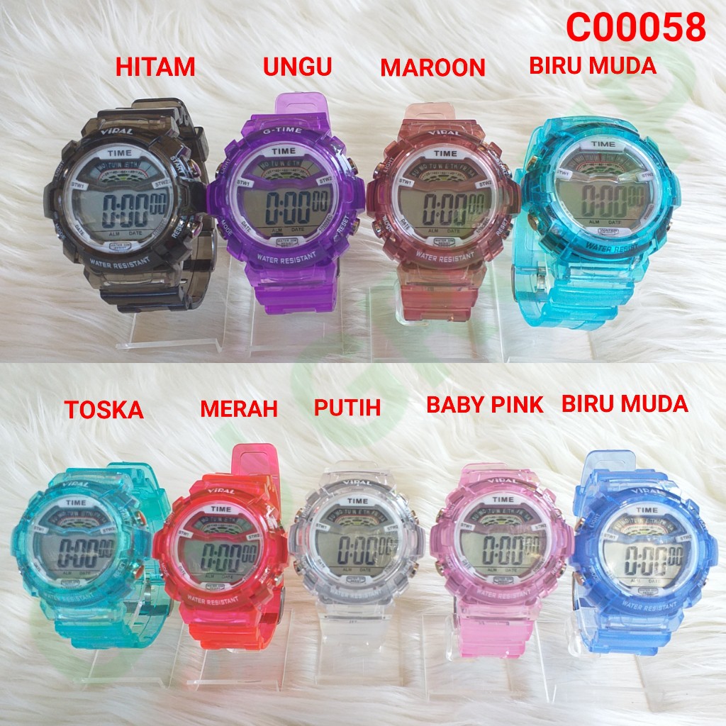 C ( C00058 ) JAM TANGAN SPORT DEWASA HARGA GROSIR / WATER RESISTANT 3 ATM / TAHAN AIR