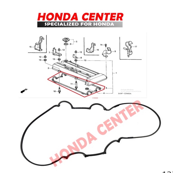 Packing paking perpak karet tutup cover klep cylinder head crv old gen1 2000 2001 12341-PR4-A00