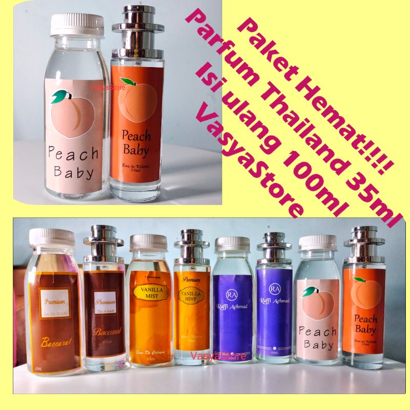 PAKET HEMAT PARFUM THAILAND 35ML DAN ISI ULANG 100ML PARFUM BADAN MINYAK WANGI