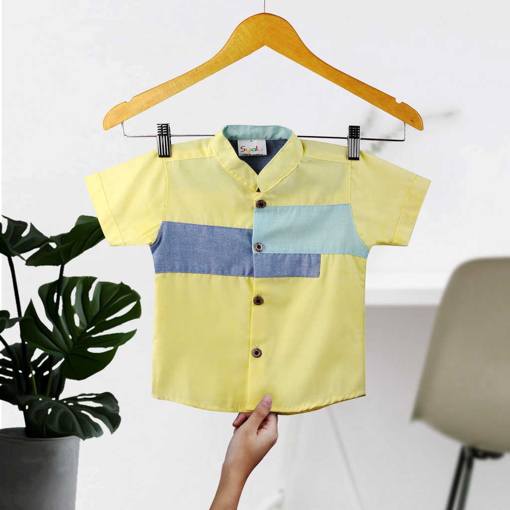 KEMEJA KOKO BAJU ANAK LAKI-LAKI KUNING KEMKO