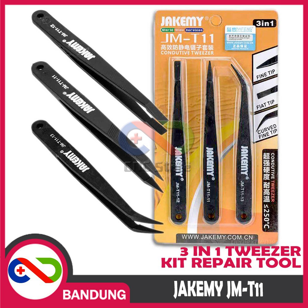 JAKEMY JM-T11 3 IN 1 TWEEZER KIT REPAIR TOOL