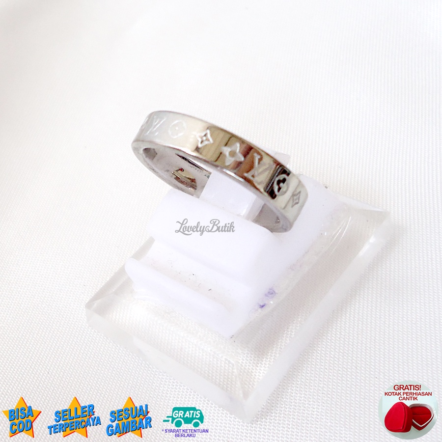 Lovelybutik Cincin Titanium Wanita  Anti Karat Anti Luntur 3vi Cincin Cewek Titanium Bonus Kotak Perhiasan