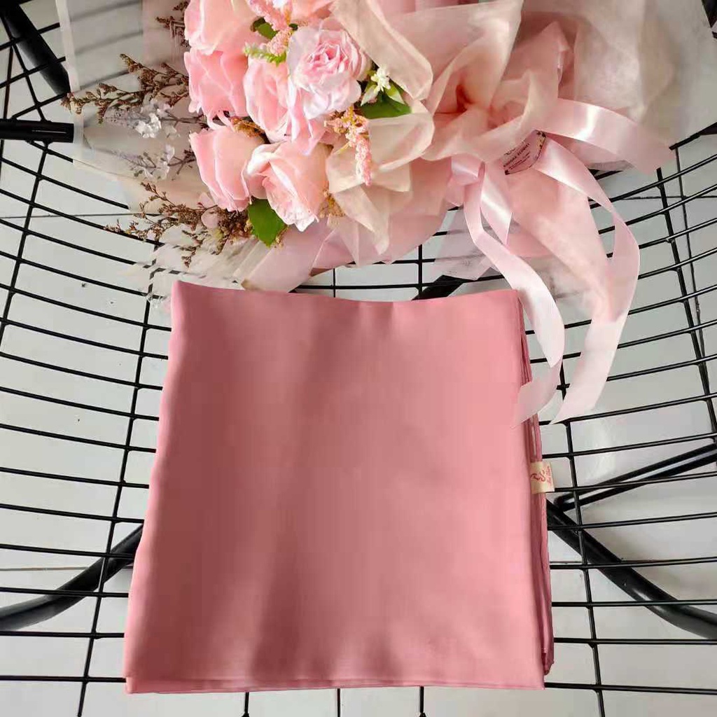 Murah Meichen Kerudung Hijab Paris Polos Segi Empat Jilbab Daily Basic Premium-Pink Dusty