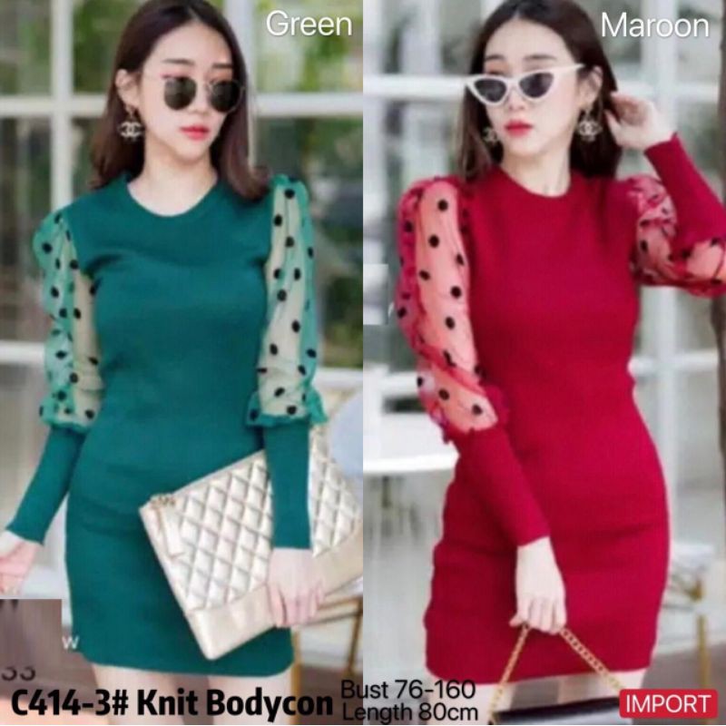 MDLV ~ BM C413-3 KNIT BODYCON // DRESS RAJUT // FASHION IMPORT WANITA