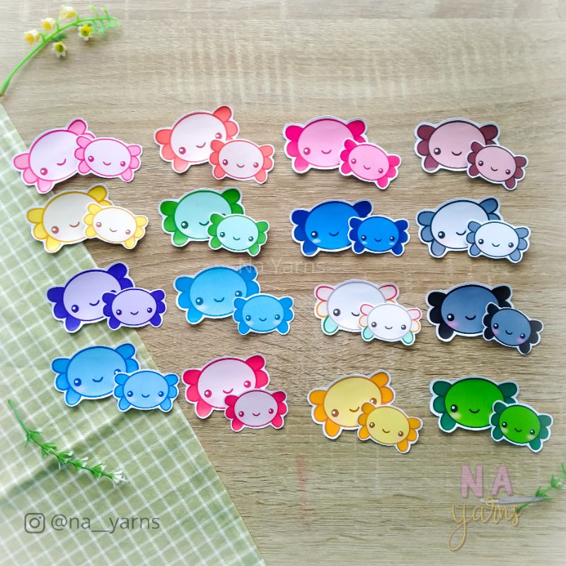 

CUTE AXOLOTL STICKERS NA YARNS / GLOSSY STICKER / AESTHETIC JOURNALING STICKER PACK / STIKER LUCU IMUT / STIKER HOME MADE / STICKER SET / STIKER ILUSTRASI
