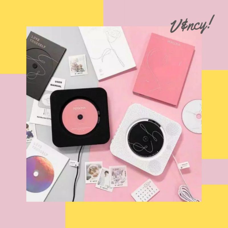 Jual CD PLAYER KPOP PORTABLE AESTHETIC BLUETOOTH SPEAKER RADIO DVD CD