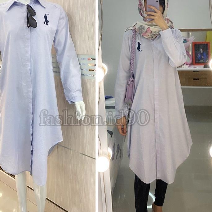 FASHION.ID90 LONG TUNIK POLOS PL LENGAN PANJANG BAHAN KATUN OXFORD FIT L XL XXL XXXL 929 JUMBO / TUN