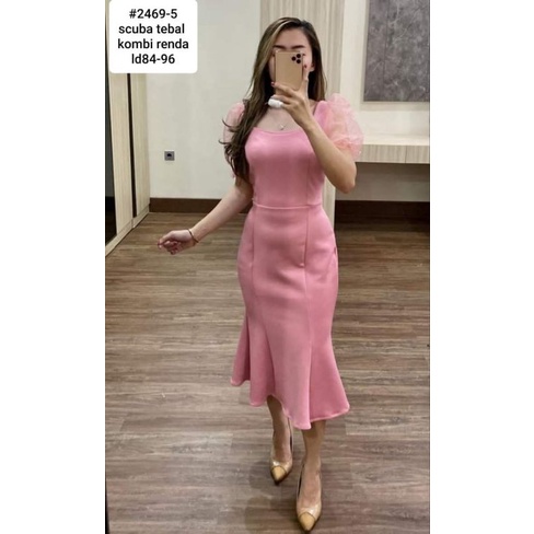 dress scuba rumbai kombi renda 2469-5 salem 118.000 Deta dipic