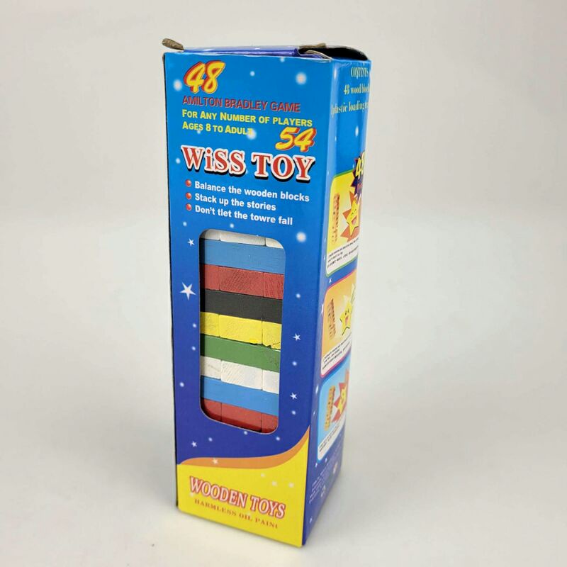 Permainan Stako Kayu 54 Balok Dengan 1 Dadu Wiss Toy Wt48