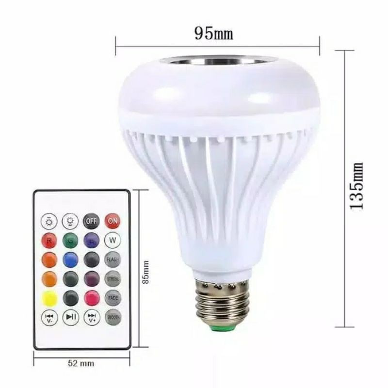 LAMPU SPEAKER BLUETOOTH MUSIK WIRELESS RGB BOHLAM LED E27 BULB 2 IN 1