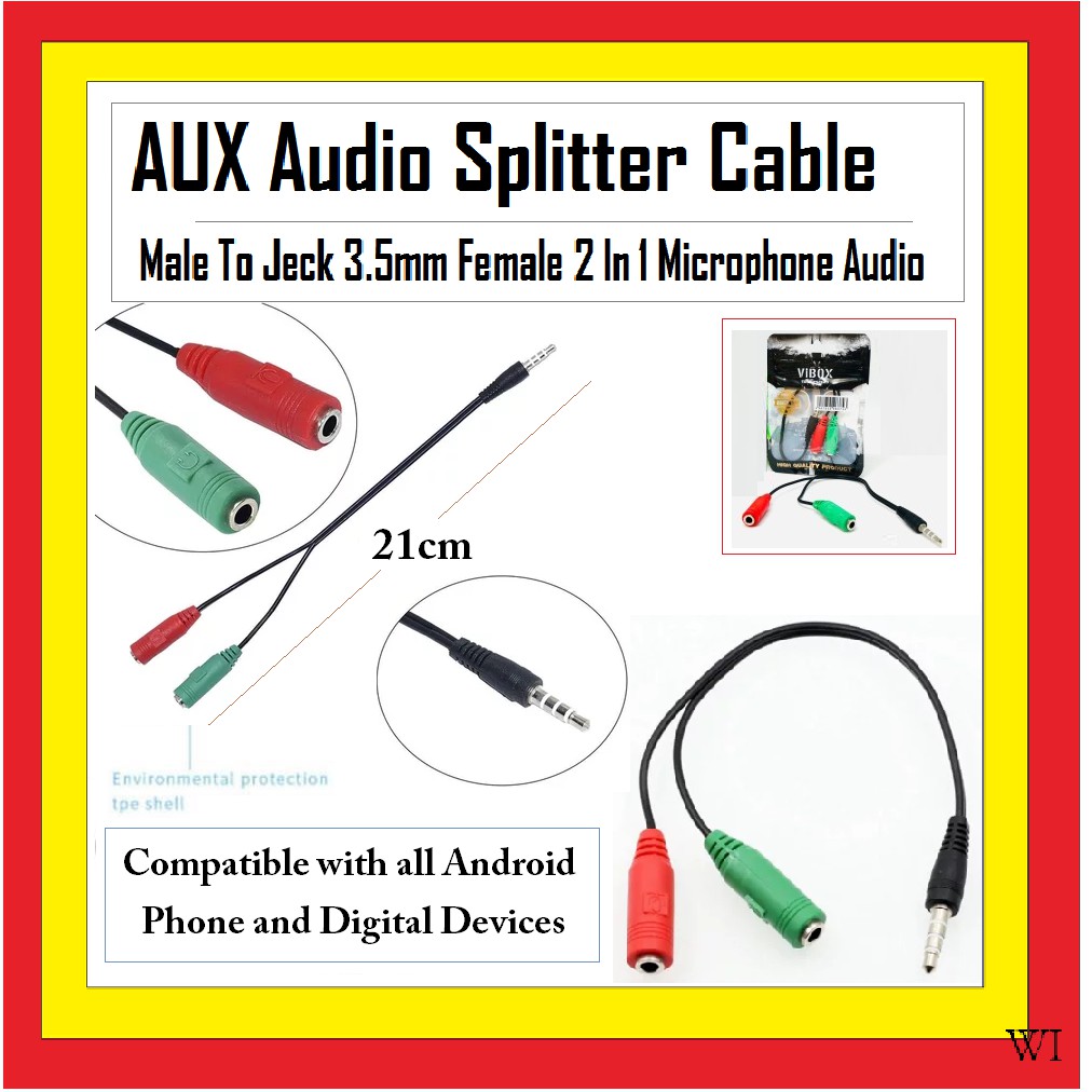 KABEL SPLITTER MALE TO JECK 3.5mm FEMALE 2IN1 MICROPHOENE AUDIO 910902