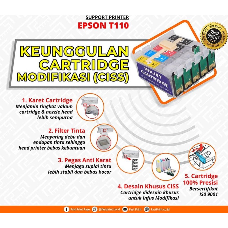 

Cartridge CISS infus tinta isi ulang refillable Epson T1100