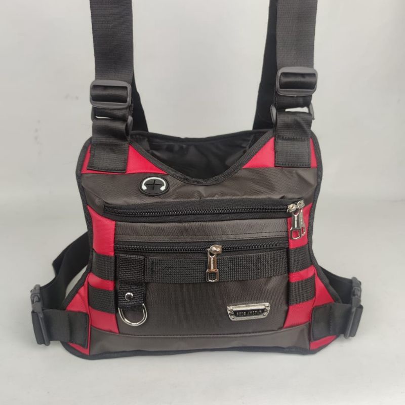 Tas Dada Polo Amstar Waterproof Bahan Micro TR Chestbag Chest Rig Bag Tas Rompi Tas Sepeda Tas. Pelindung Dada liis merah