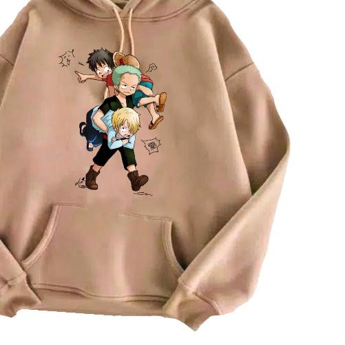 Sweater Hoodie Pria/Wanita One Piece Luffy Zoro Sanji Anime Jepang