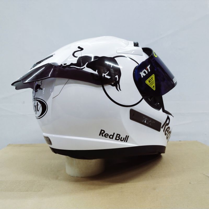 Kyt K2 RIDER- Modif paket Ganteng Redbull Helm full face Solid white double visor/helm dua kaca original-1