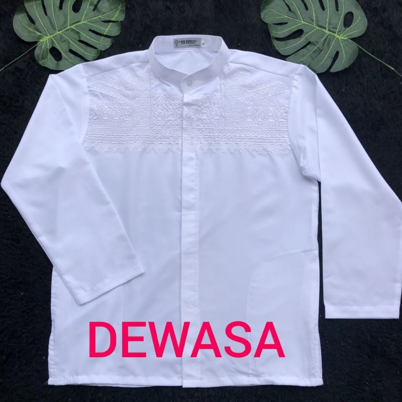 BAJU KOKO PUTIH DAN HITAM KEMKO LENGAN PANJANG DEWASA XXL