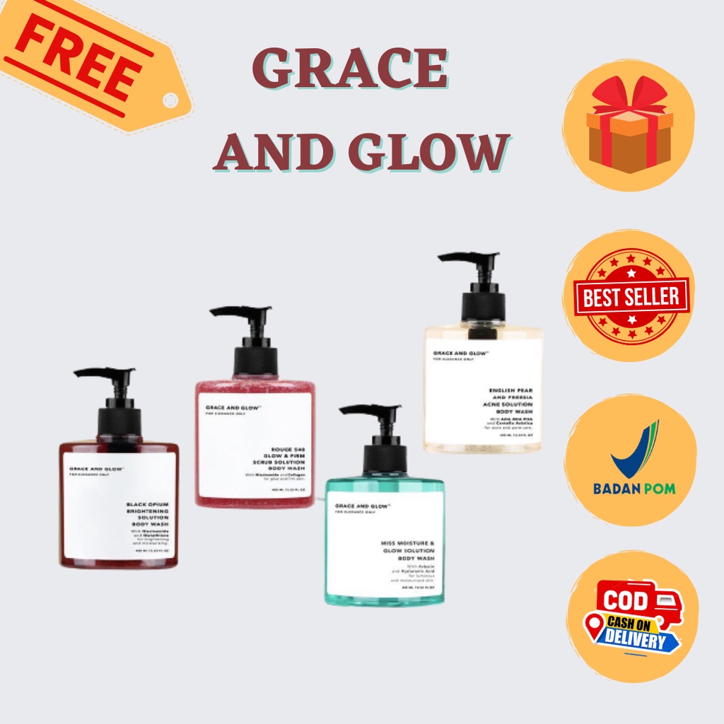 [READY STOCK] Grace &amp; Glow Black Opium Brightening Booster Pear and Freesia Anti Acne Solution Body Wash