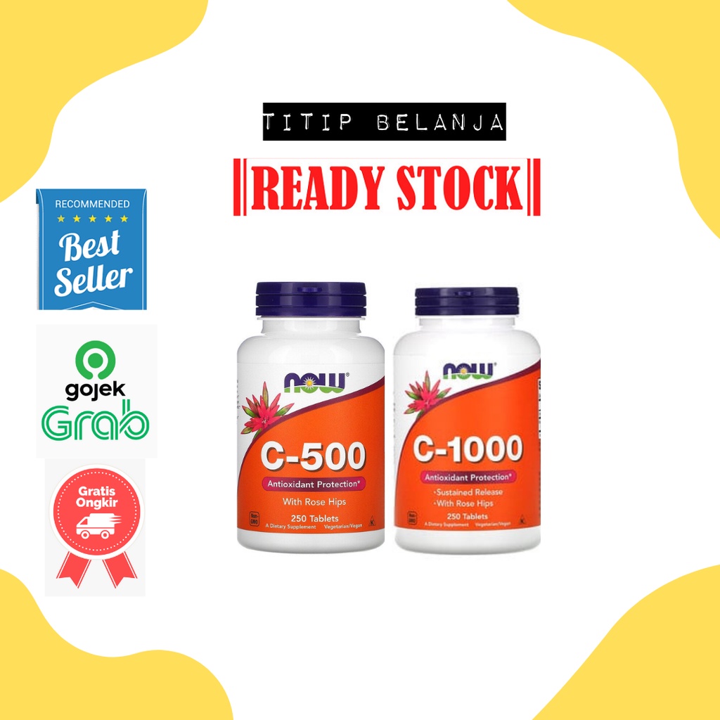 NOW Foods Vitamin C 500 / C 1000 Antioxidant Protection with Rose Hips