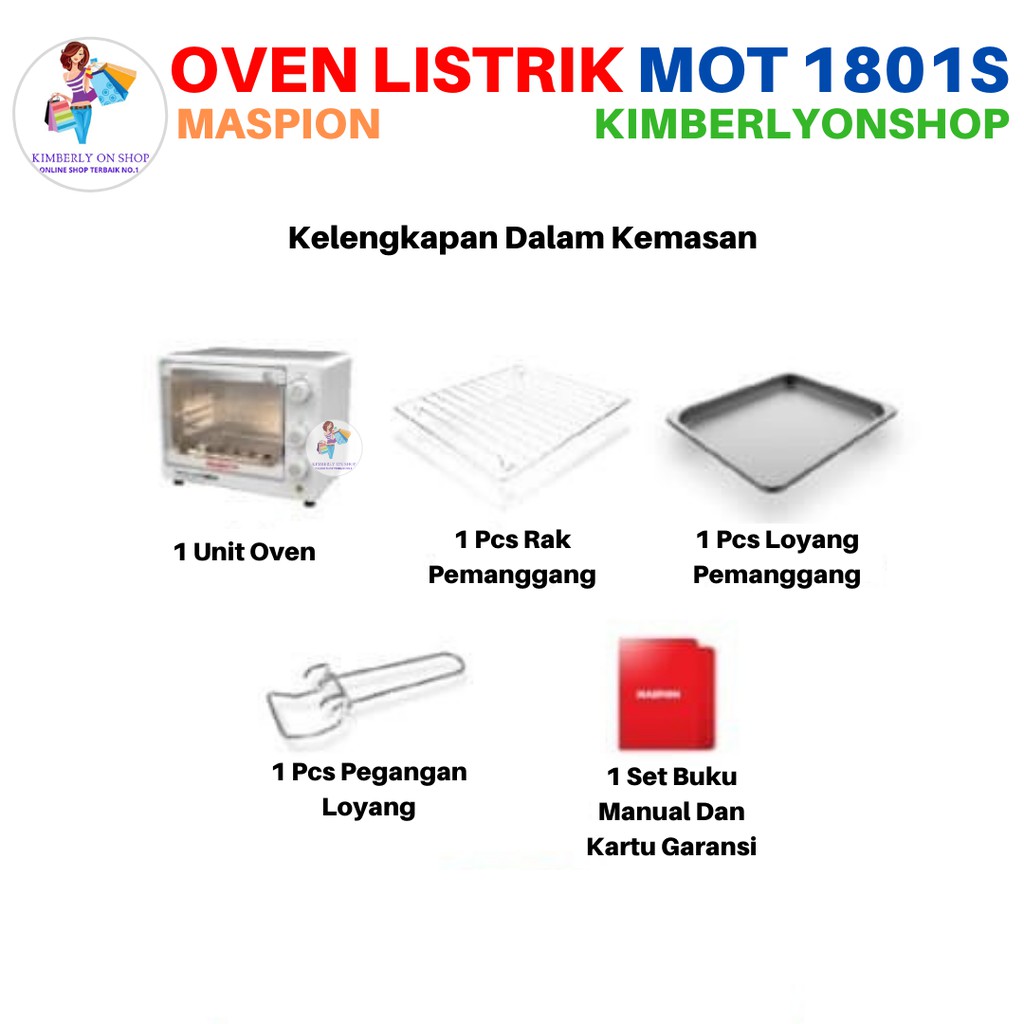 Kimberlyonshop Oven Listrik Toaster MOT 1801S Kapasitas 18 Ltr Maspion